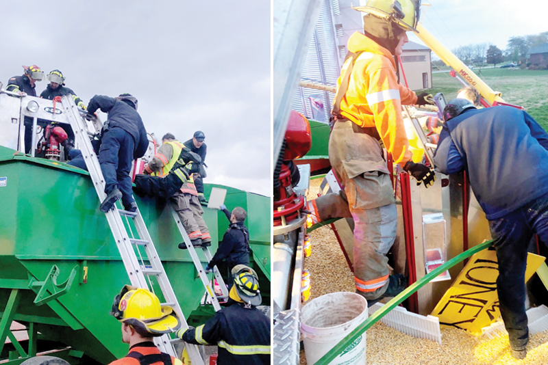 Training, equipment, and teamwork combined to save youth trapped in corn