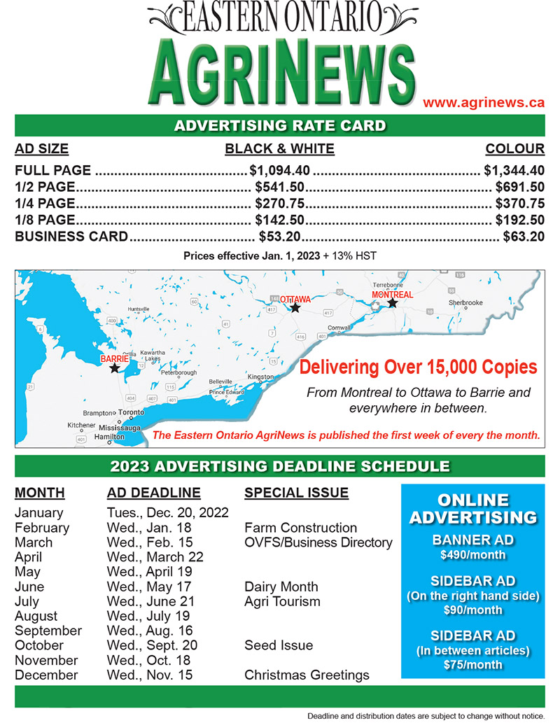 AgriNews 2023 Rate & Dates Card.indd